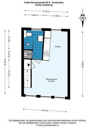 Floor plan - Fokke Simonszstraat 94-3, 1017 TK Amsterdam 
